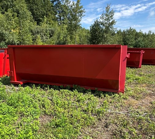 Dumpster Dawgs red roll-off dumpster
